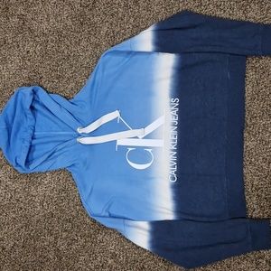 Cropped Calvin Klein blue and white sweatshirt size Medium